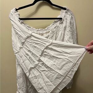 White Off-Shoulder Ruffle Blouse